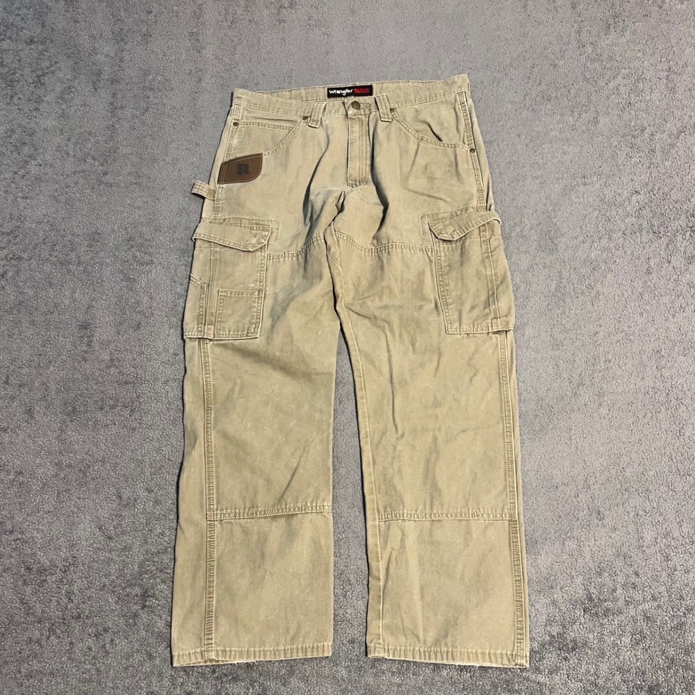 Wrangler RIGGS Workwear Mens 34x30 Khaki Ripstop Double Knee Cargo Pants